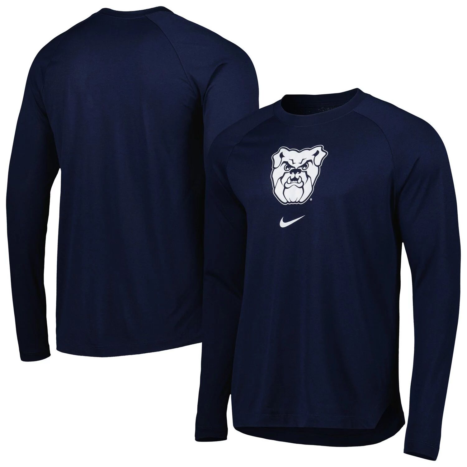 

Мужская темно-синяя футболка с длинным рукавом Butler Bulldogs Spotlight Raglan Performance Nike, Синий