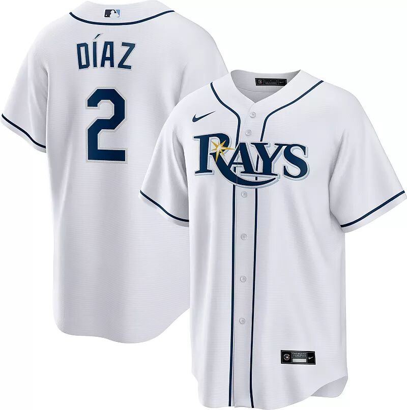 

Мужская белая майка Nike Tampa Bay Rays Yandy Díaz #2 Cool Base