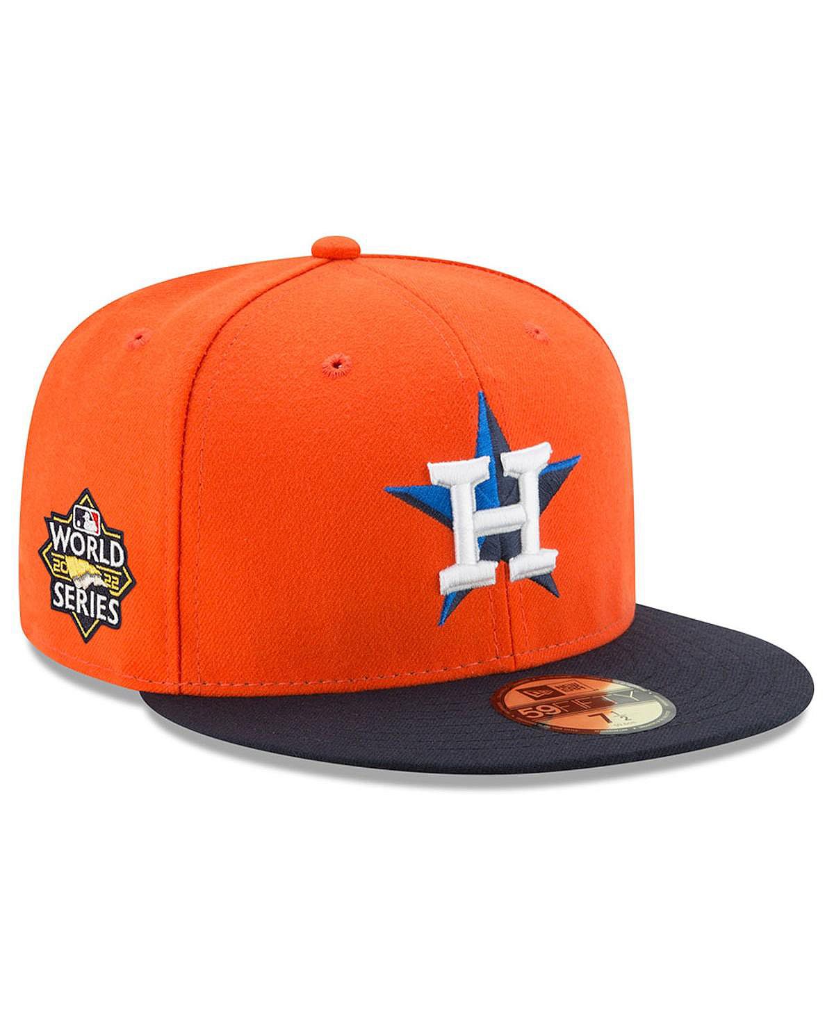 

Мужская оранжево-темно-синяя шляпа Houston Astros World Series 2022 с боковой нашивкой 59FIFTY. New Era