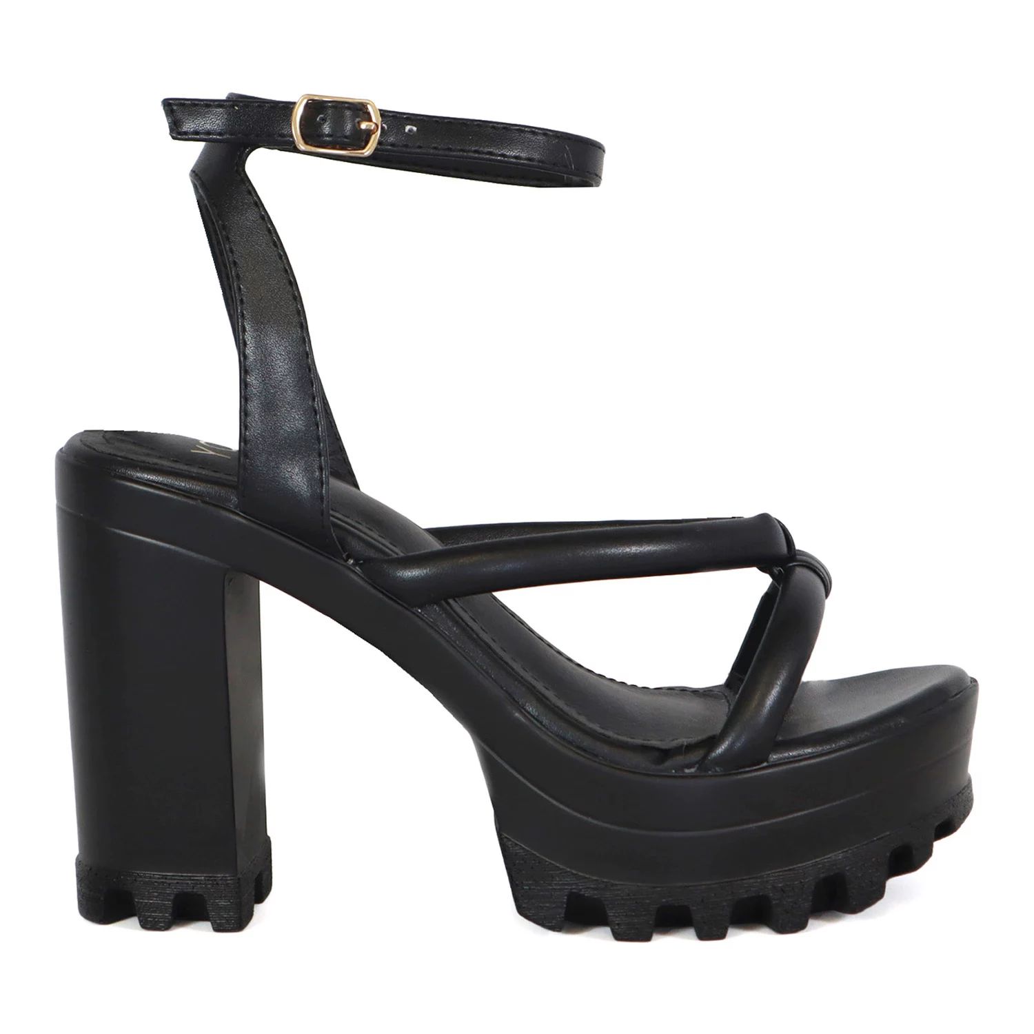 Yoki Yoki-Aster-08 Женские босоножки на высоком массивном каблуке с открытым носком Yoki, черный