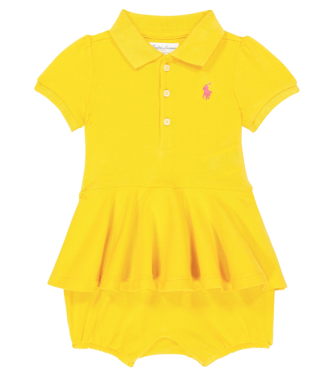 Детский комбинезон из хлопковой сетки с баской Polo Ralph Lauren Kids, желтый хлопковый свитер polo ralph lauren желтый