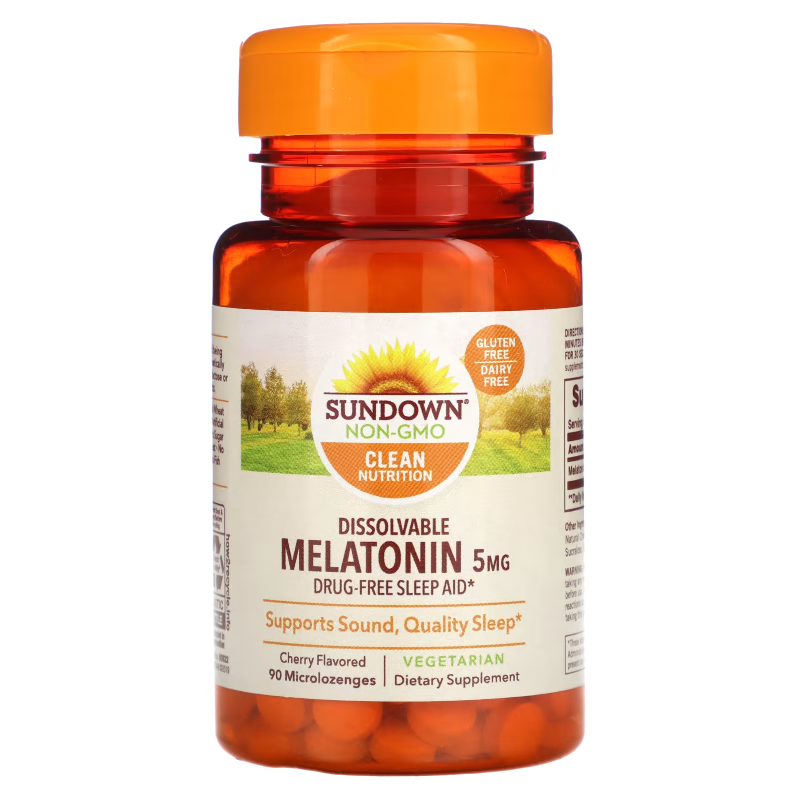 Мелатонин растворимый Sundown Naturals вишня, 90 микропастилок жидкий мелатонин sundown naturals со вкусом вишни