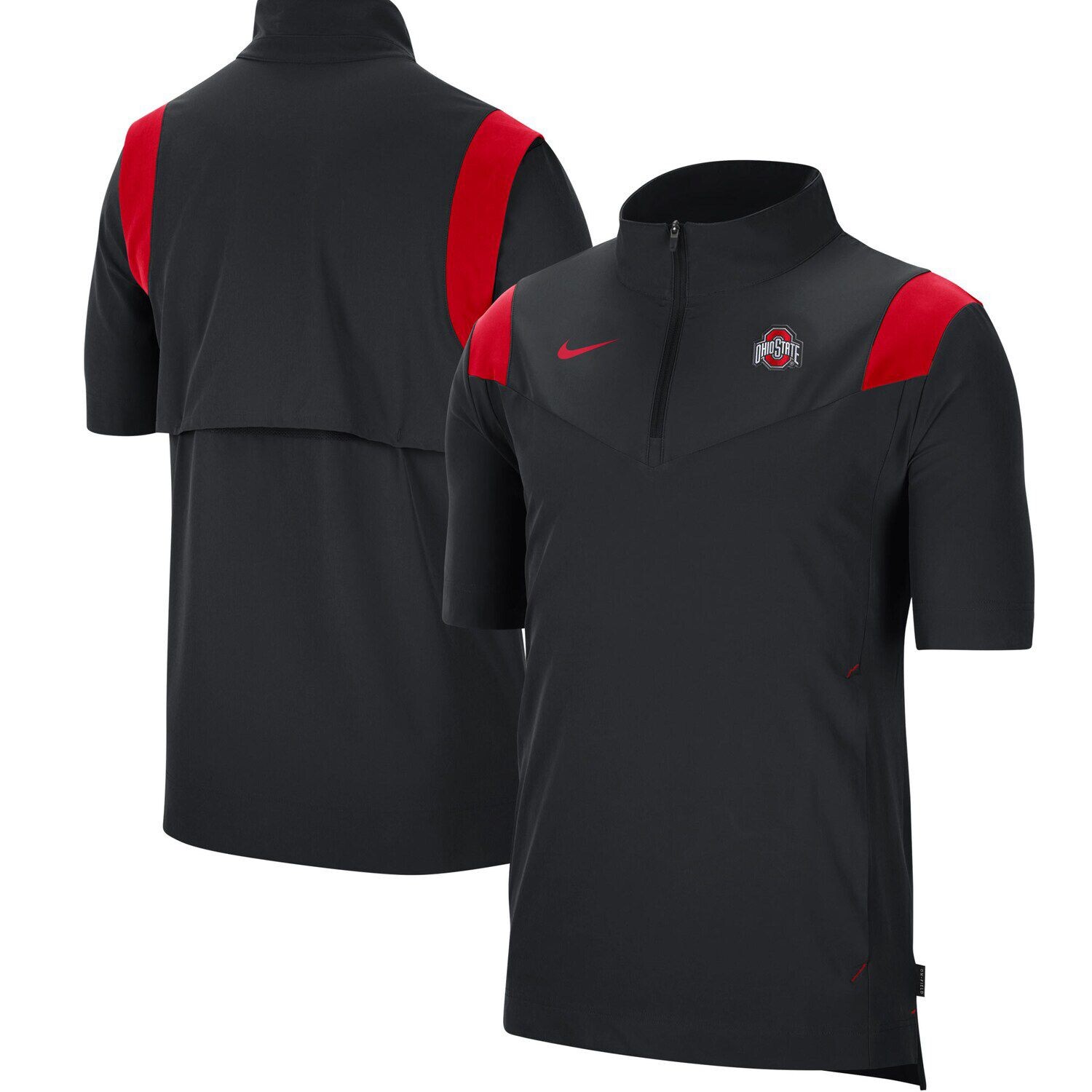 

Мужская черная куртка Ohio State Buckeyes 2021 Coaches с коротким рукавом и молнией четверть Nike, Черный