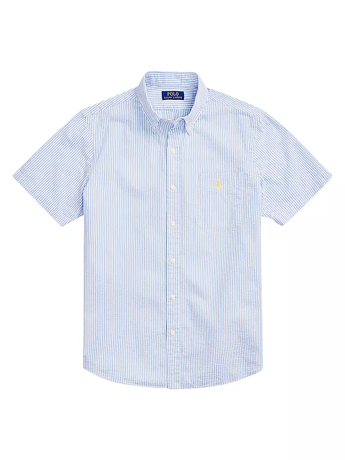 

Рубашка незаправленной длины из жатого хлопка Prepster Polo Ralph Lauren, белый