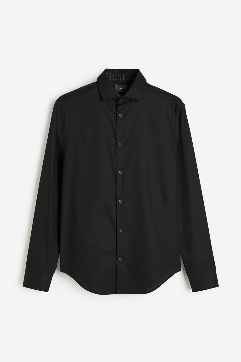 цена Рубашка slim fit из хлопка премиум-класса H&M, черный