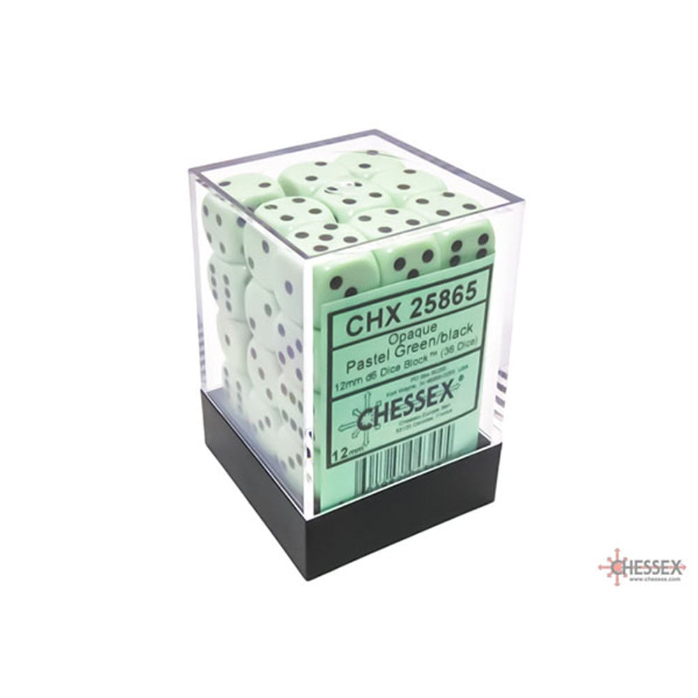 

Аксессуары Chessex Chessex 12mm d6 Dice Set: Opaque - Pastel Green/Black (36)