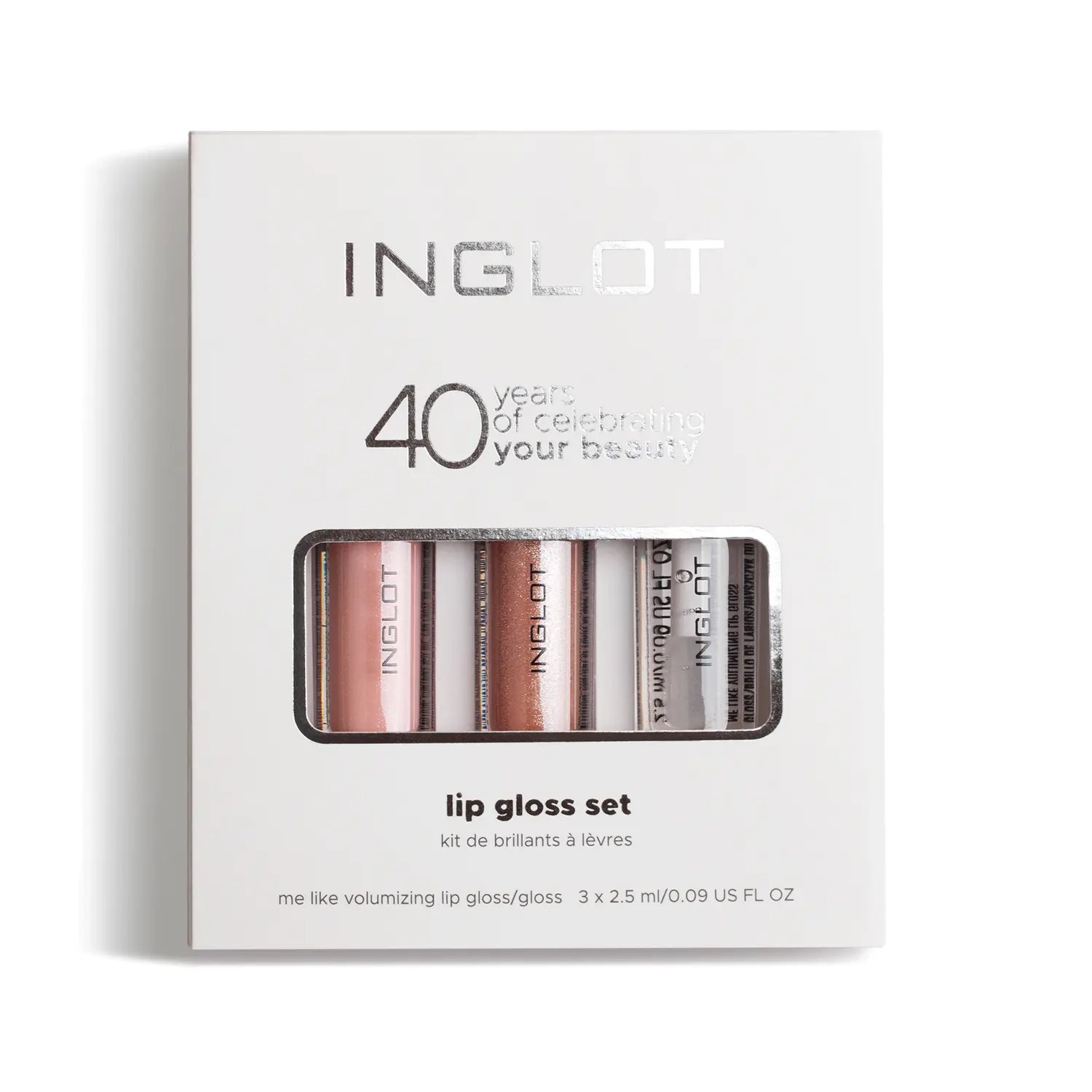 

Набор: блеск для губ Inglot 40 Years Of Celebrating Your Beauty, 3х2,5 мл