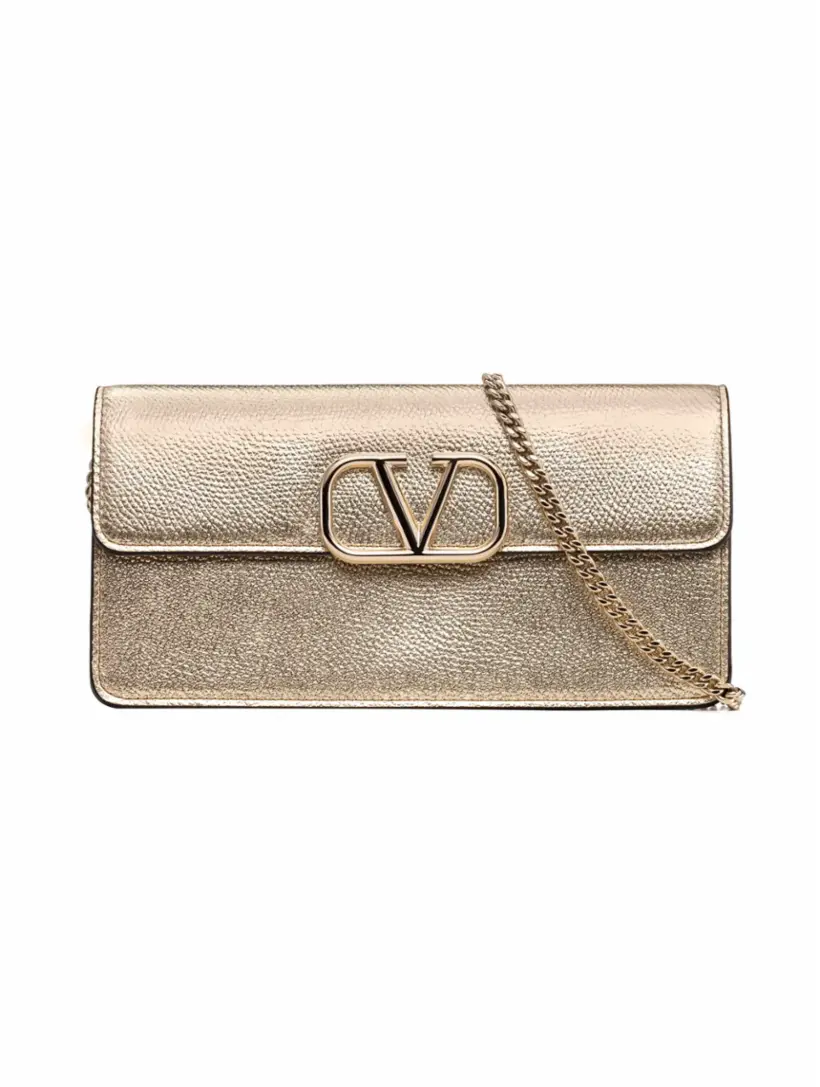 

Кожаный клатч V-logo Valentino Garavani, золотистый