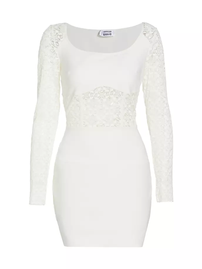 

Мини-платье SIMKHAI x Wolford с кружевными вставками Wolford, экрю