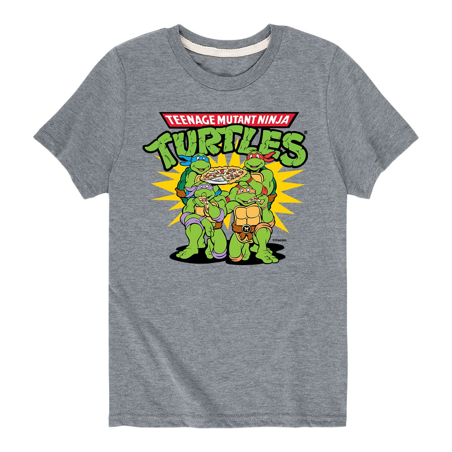Футболка с рисунком TMNT Pizza Dudes для мальчиков 8–20 лет Nickelodeon, серый