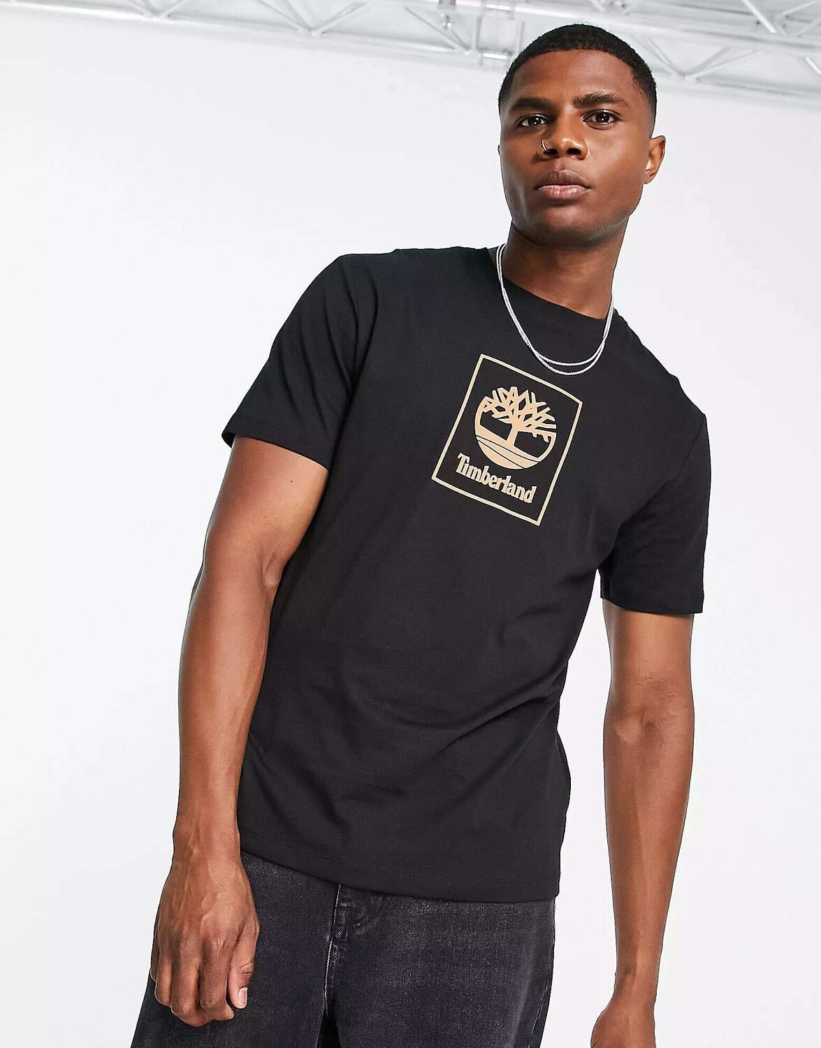 

Черная футболка с логотипом Timberland Stack, Черный