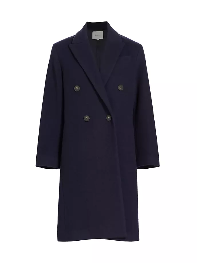 Двубортное пальто из смесовой шерсти Vince, цвет deep caspian