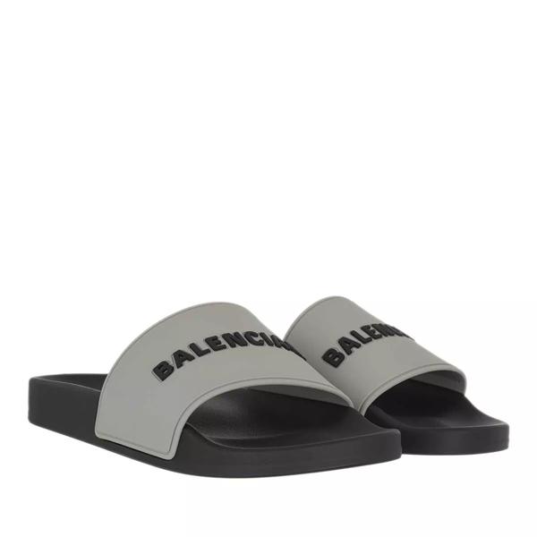 Сандалии logo pool slides grey/black Balenciaga, серый