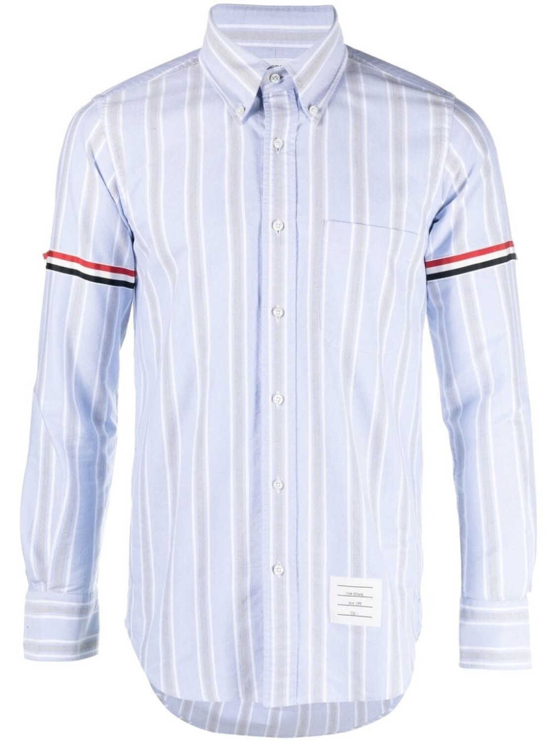

Thom Browne рубашка с отделкой в полоску, синий