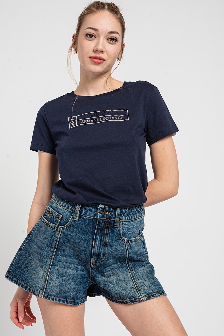 

Футболка с овальным вырезом и логотипом Armani Exchange, синий