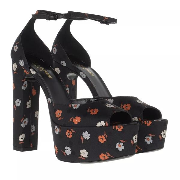 

Туфли jodie peeptoe platform sandals floral satin Saint Laurent, черный