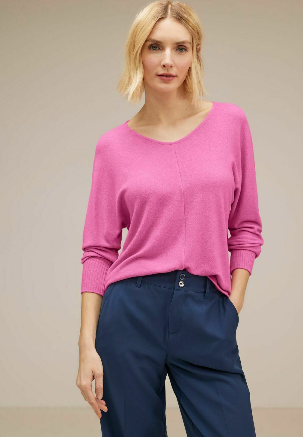 Вязаный свитер COSY V-NECK Street One, цвет pink