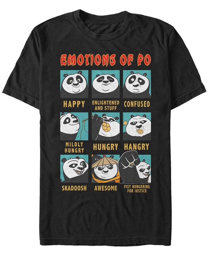 Мужская футболка с короткими рукавами Kung Fu Panda Emotions of Po Fifth Sun, черный