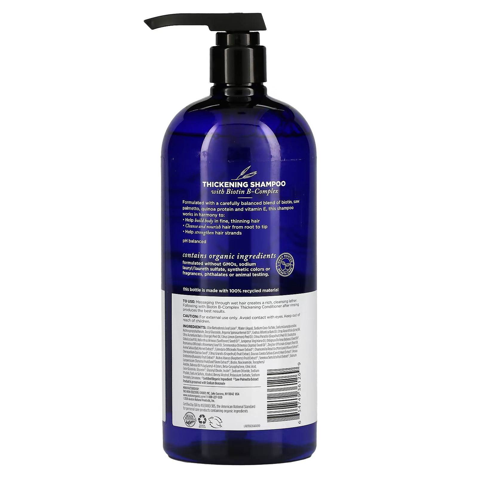 Avalon Organics Шампунь для густоты волос с биотином группы B 946 мл (32 жидк. Унции)