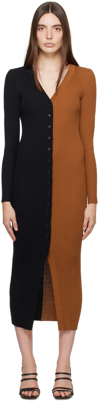 

Black & Tan Shoko Midi Dress Tan Staud