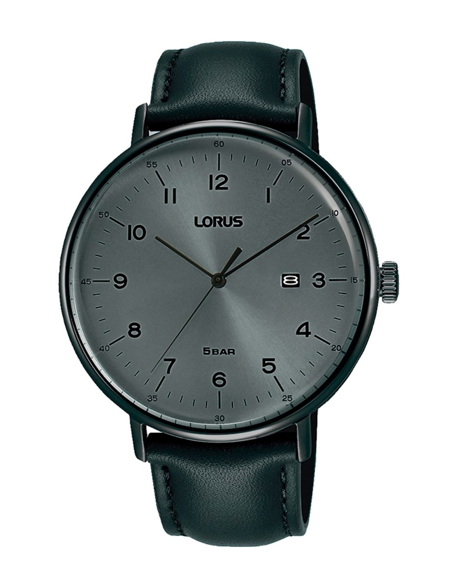 Классические мужские часы RH983MX9 из кожи и черного ремешка Lorus, черный мужские часы mensor pewja0004802 из кожи и черного ремешка police черный