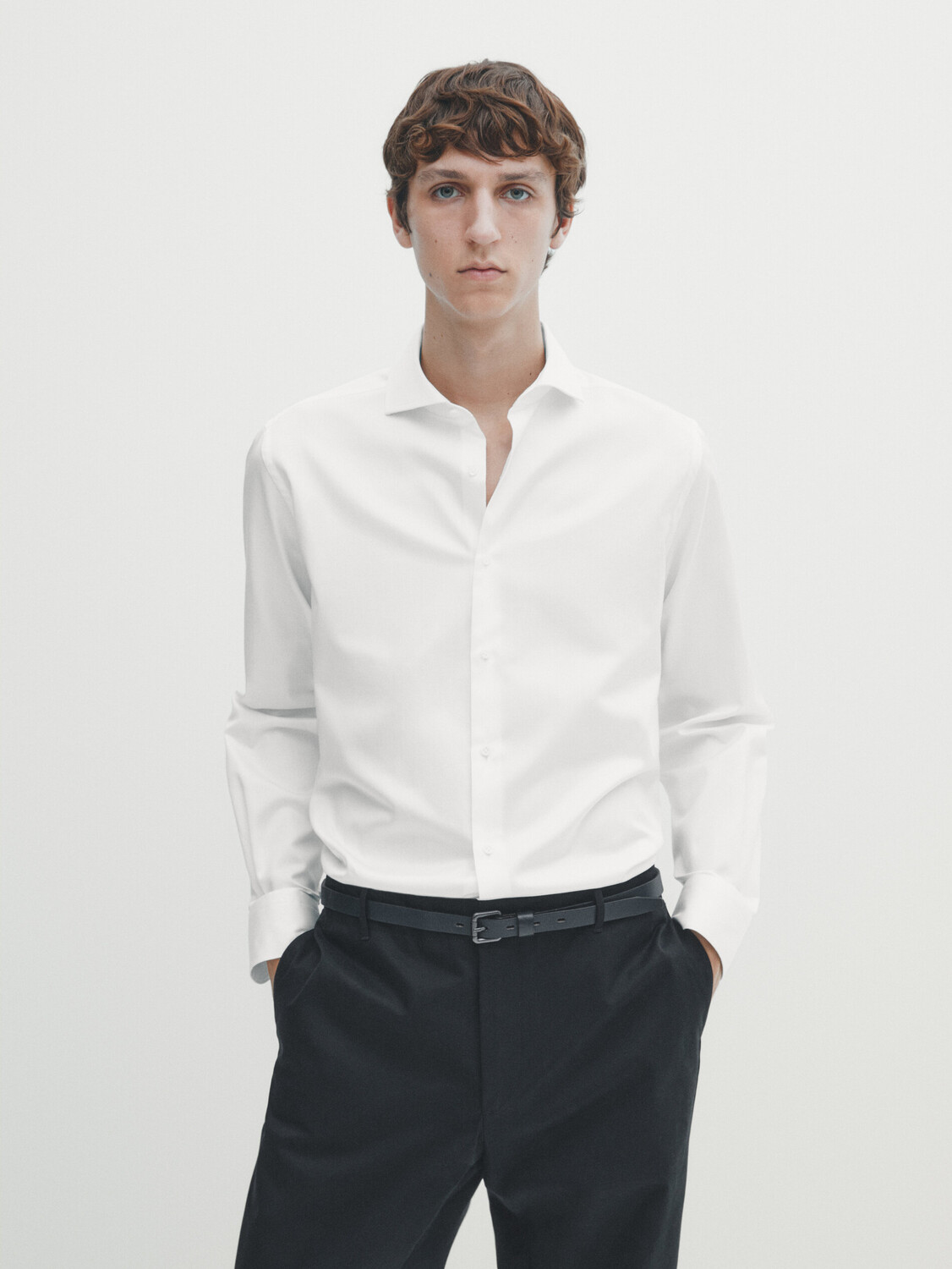 

Рубашка узлого кроя текстурированной рубашки easy iron Massimo Dutti, белый