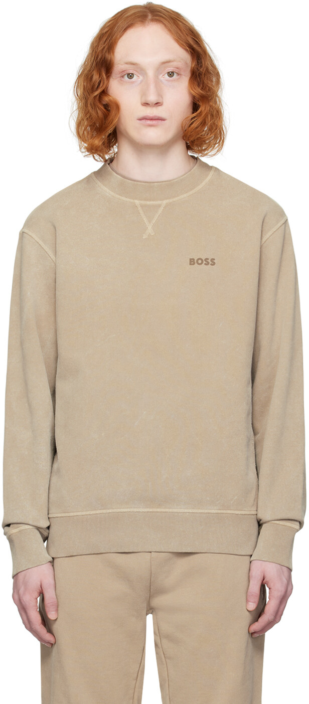 

Бежевый свитшот свободного кроя Boss, цвет Open brown