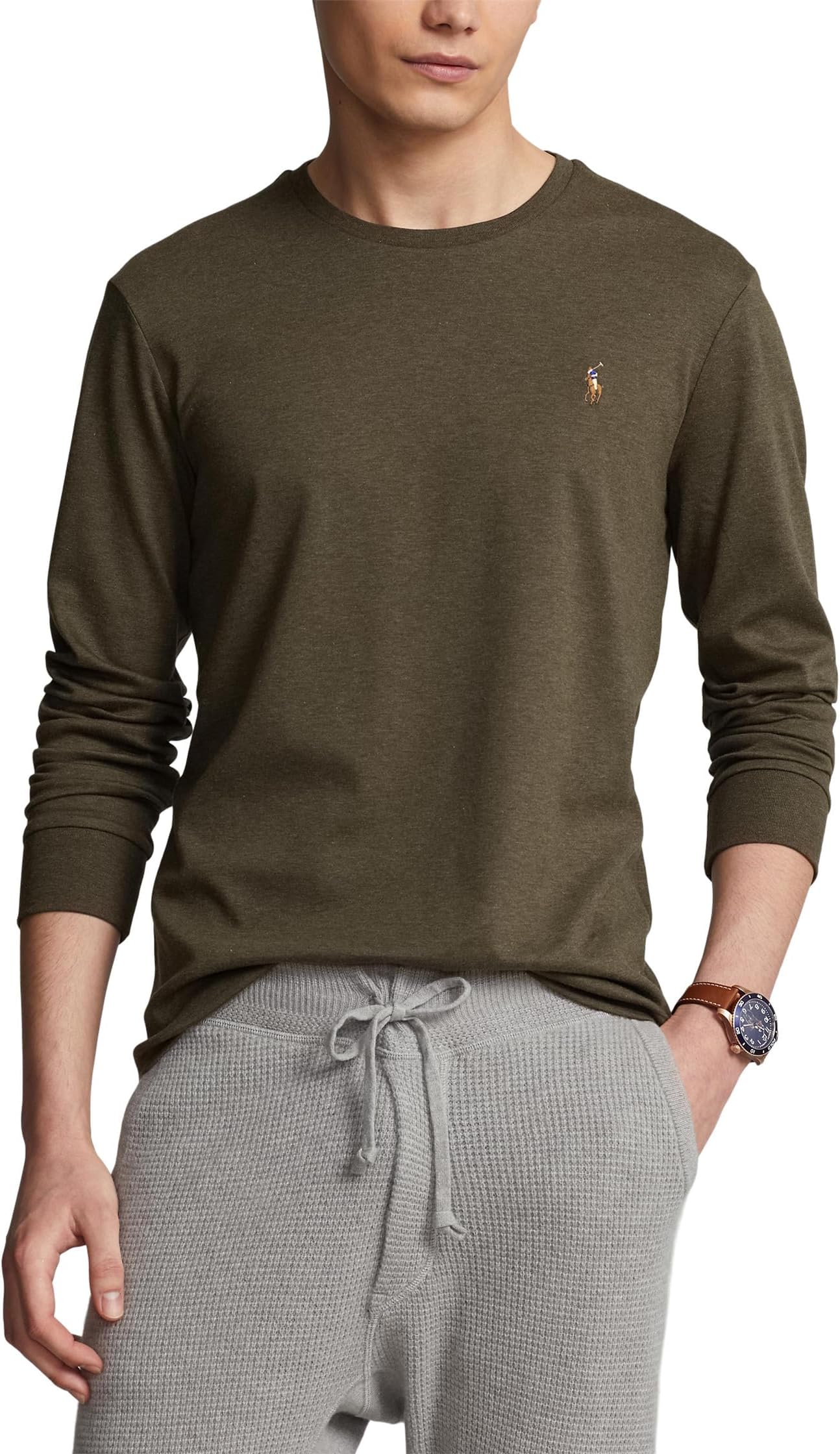 

Классическая футболка Soft Touch с длинными рукавами Polo Ralph Lauren, цвет Wilson Olive Heather