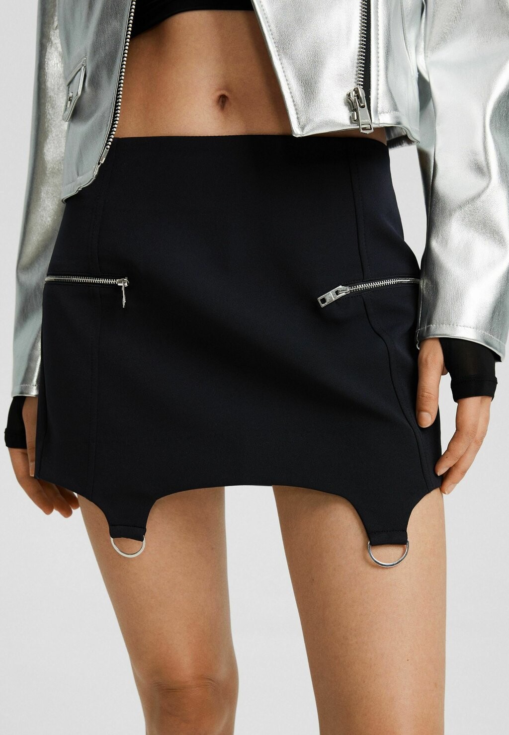 

Юбка-колокольчик Strappy Tailored Bershka, черный