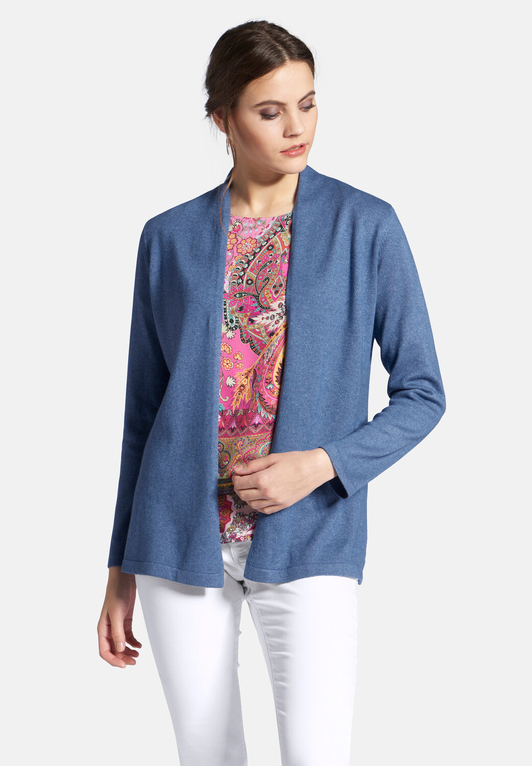 

Кардиган PETER HAHN Strick Silk/Cashmere, цвет JEANSBLAU-MELANGE