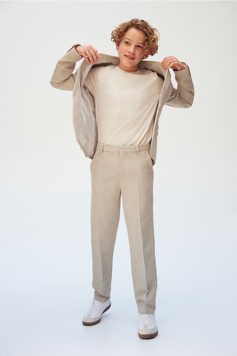 Костюмные брюки из структурированной ткани H&M, бежевый