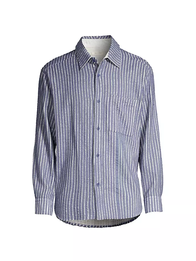 Рубашка в полоску с потертостями Craig Green, синий цена и фото