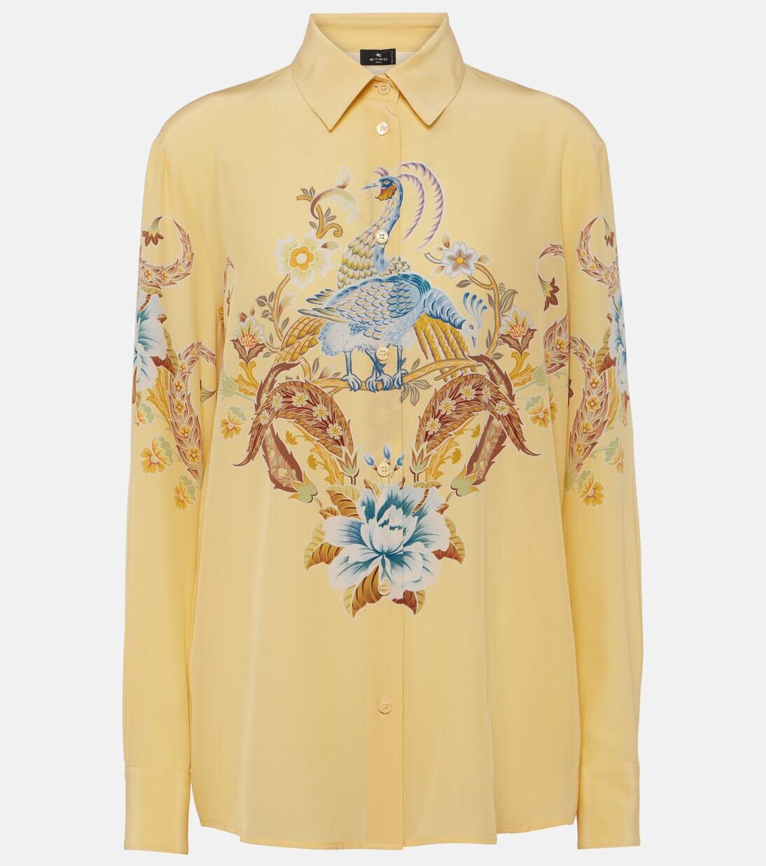 

Шелковая рубашка с принтом Etro, цвет print on yellow base
