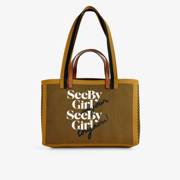 Плетеная сумка-тоут с логотипом See By Chloé, зеленый