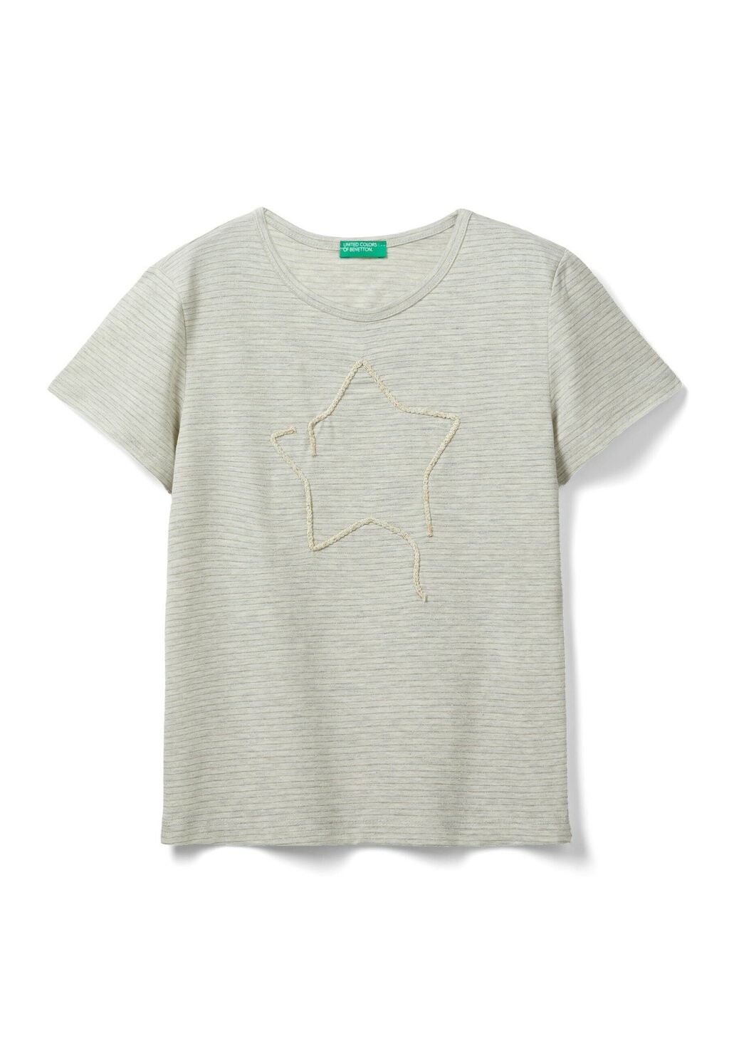 

Футболка с принтом With Cord Embroidery United Colors of Benetton, цвет grey
