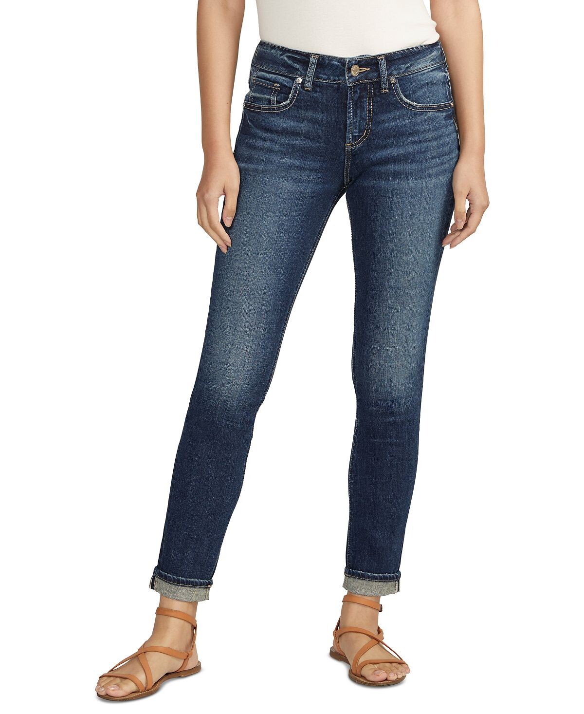 

Женские джинсы зауженного кроя со средней посадкой Girlfriend Silver Jeans Co.