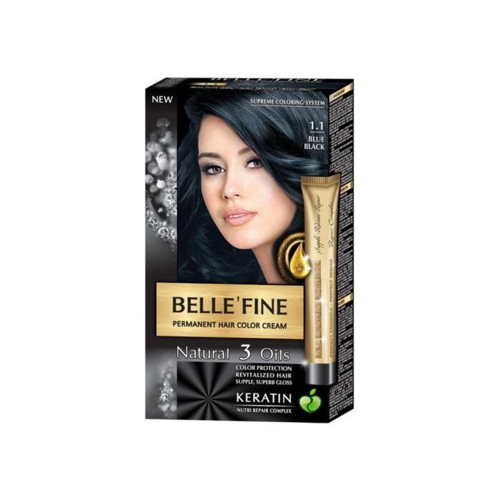 цена Краска для волос Tinte Capilar Keratin Bellefine, 1.1 Negro Azulado