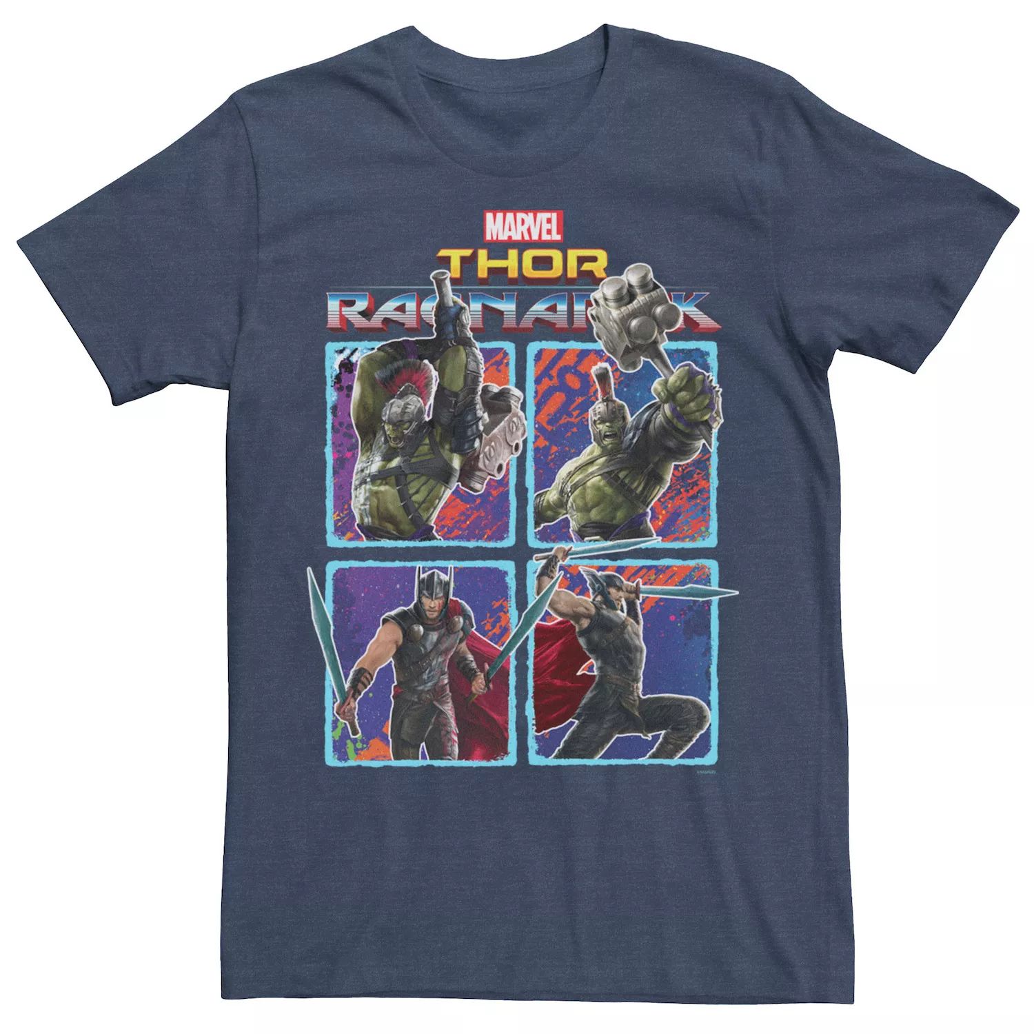 Мужская футболка Marvel Thor Ragnarok Hulk Thor Action Pose Grid Licensed Character