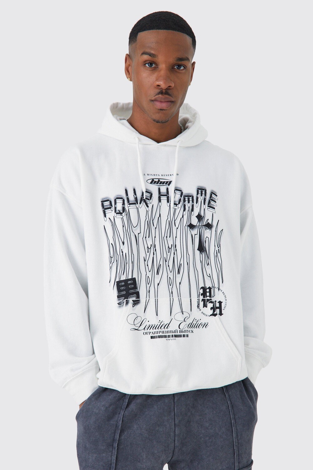 

Худи pour homme с графическим черепом Boohoo, белый