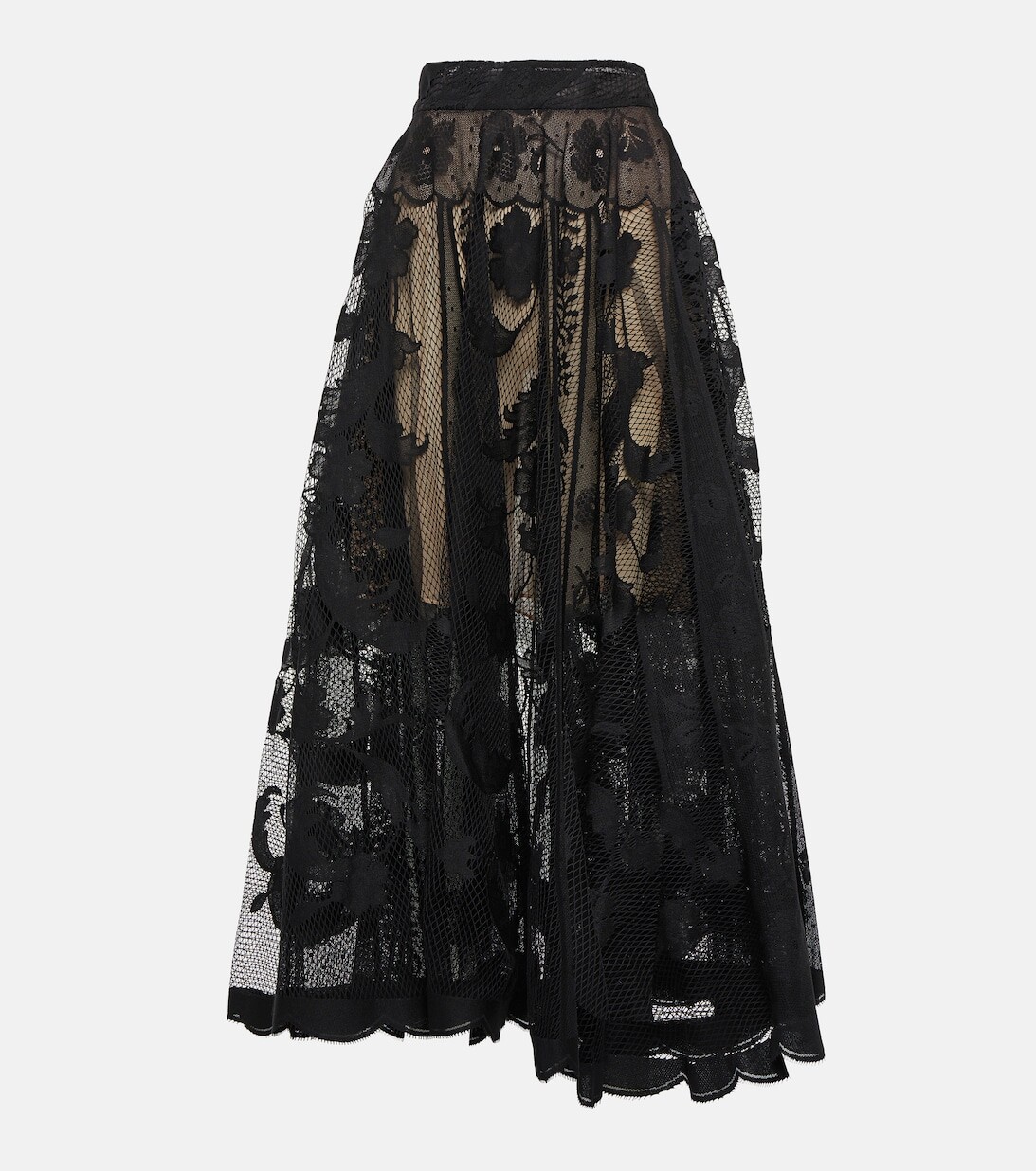 

Кружевная юбка миди OSCAR DE LA RENTA, черный