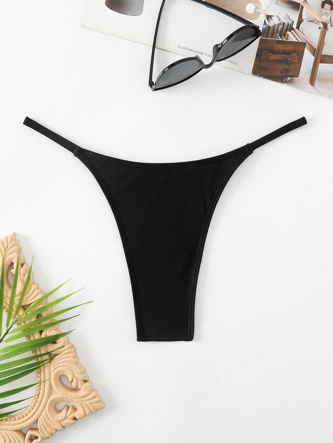 

SHEIN Swim однотонные женские плавки для отдыха, пляжа и бассейна, черный цвет