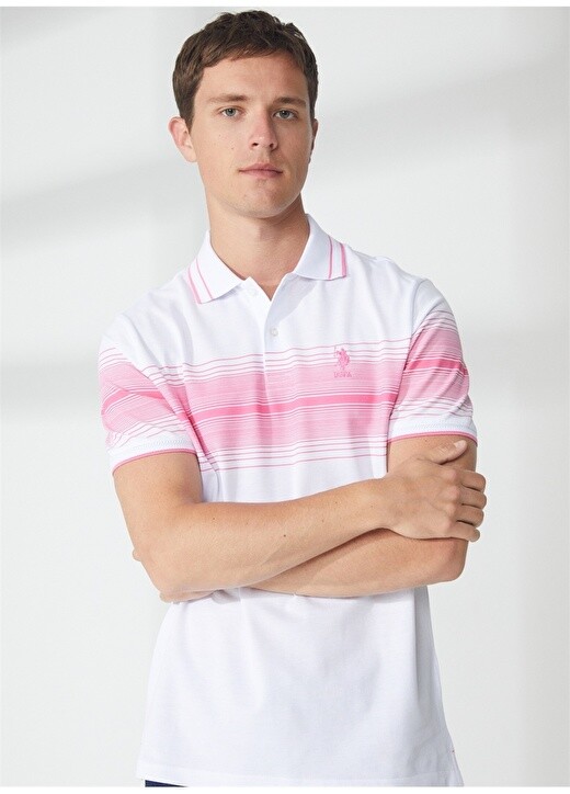 

Розовая мужская футболка с воротником поло U.S. Polo Assn., Розовый