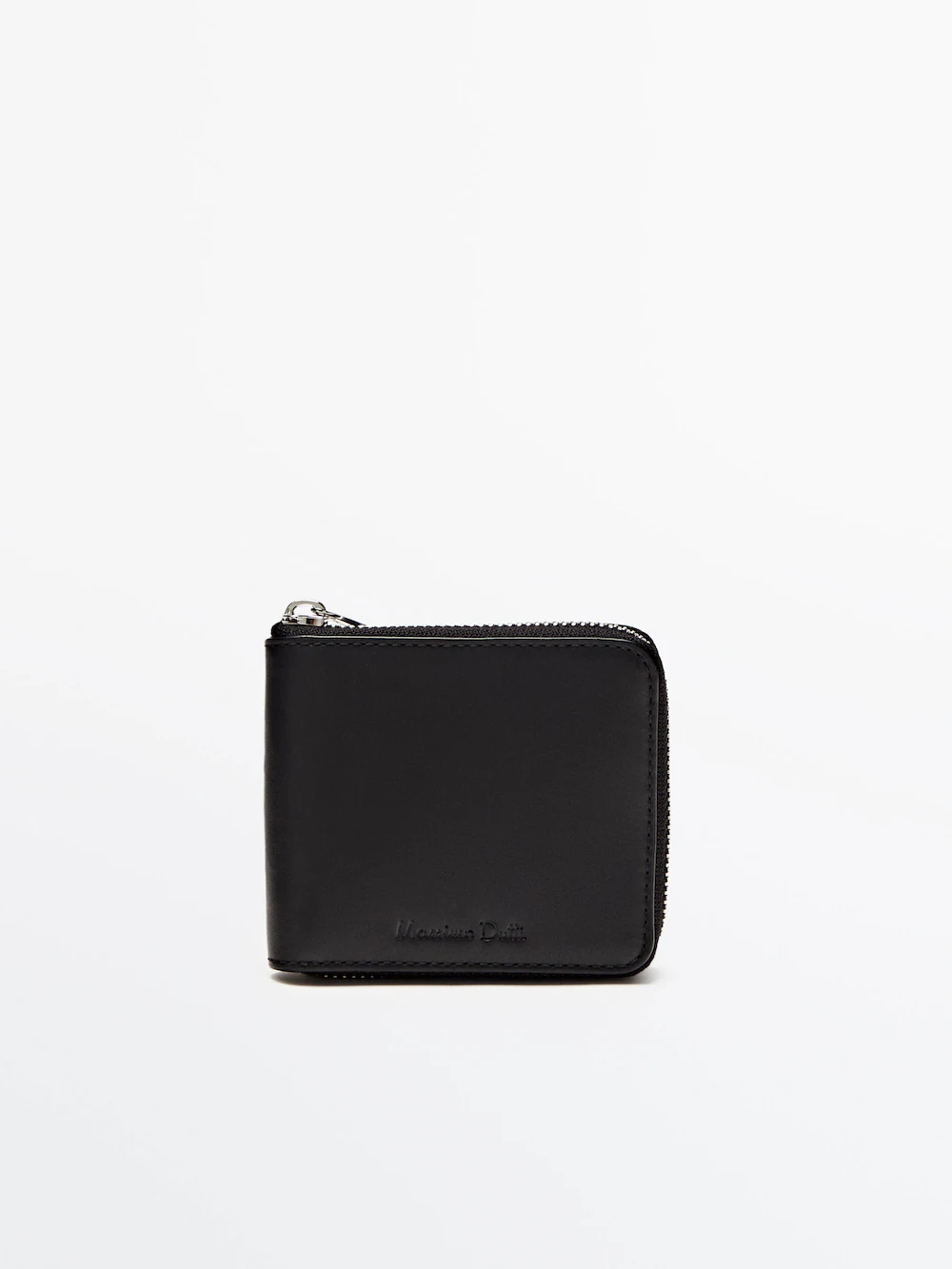 

Кожаный кошелек с молнией Massimo Dutti, черный