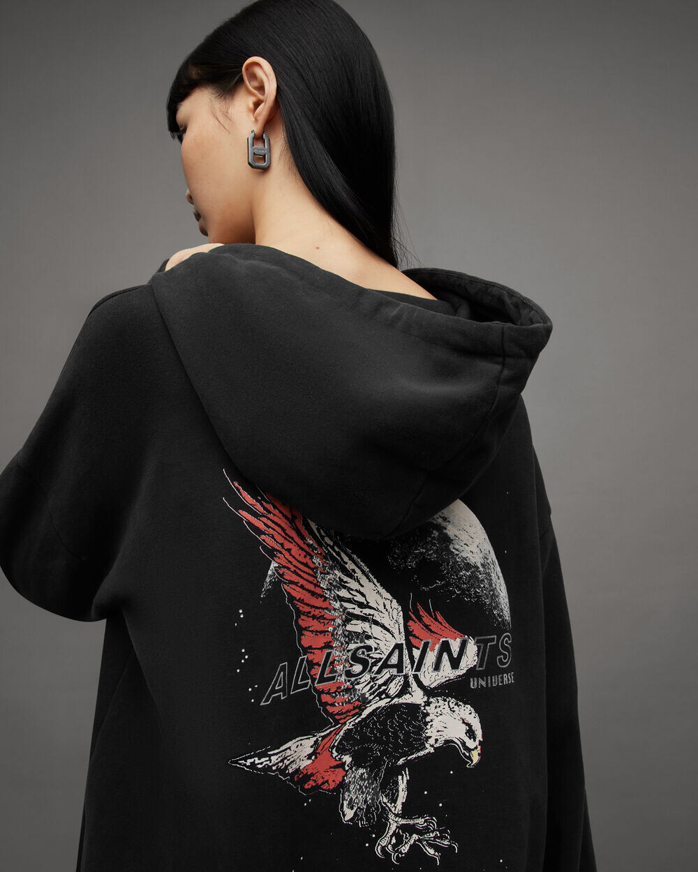 

Толстовка Oversized Rihan Stardust AllSaints, мытый черный