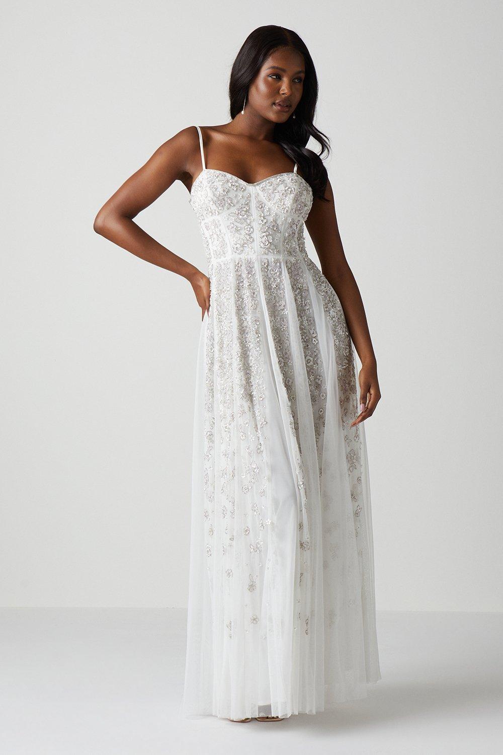 цена Свадебное платье премиум-класса с цветочным корсетом Coast, белый
