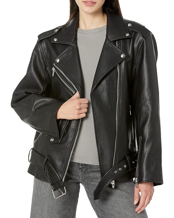 Куртка Blank NYC Black Leather Textured Long Moto in Finding Love, цвет Finding Love
