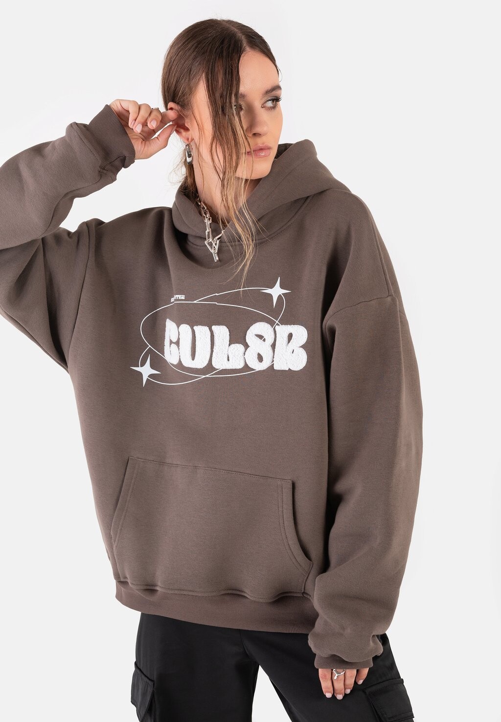 

Толстовка с капюшоном CUL8R, коричневый