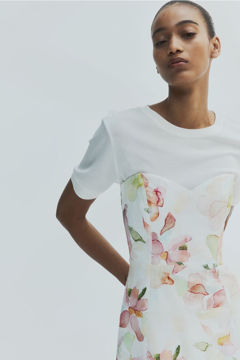 Платье-Бандо из смеси льна H&M, белый платье корсетного кроя i am studio xs