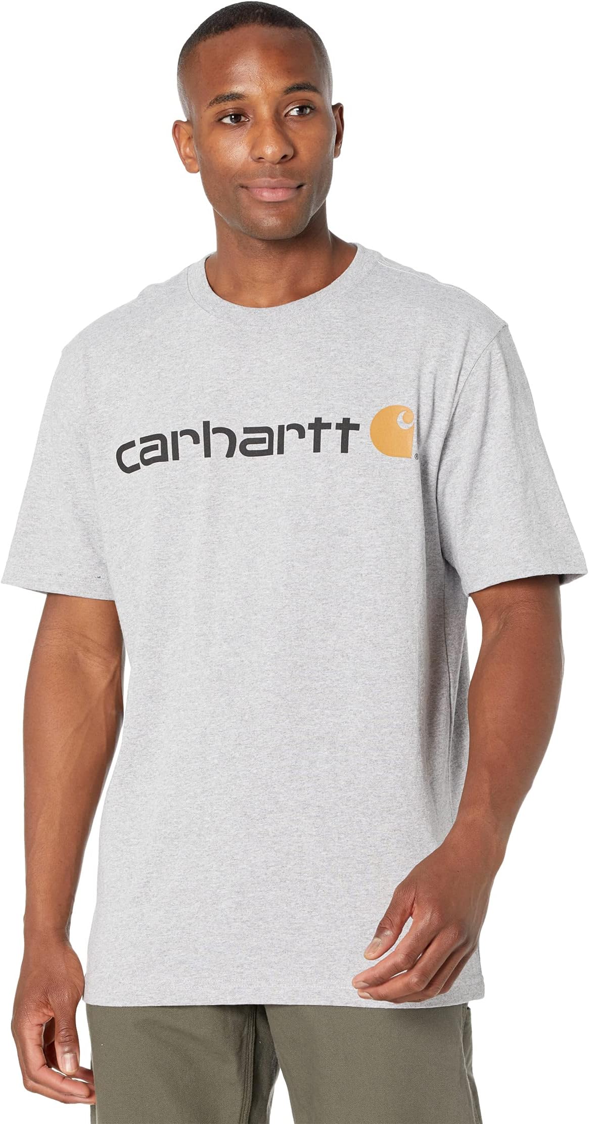 Футболка с фирменным логотипом (S/S) Carhartt, цвет Heather Grey футболка с фирменным логотипом s s carhartt цвет marmalade heather