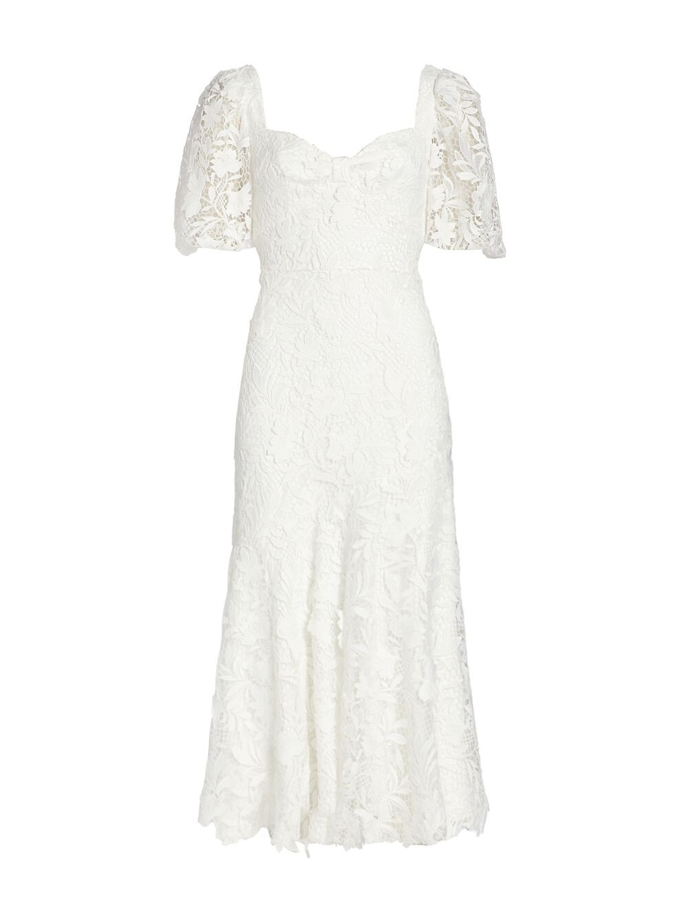

Кружевное платье миди с сердечком ML Monique Lhuillier, белый